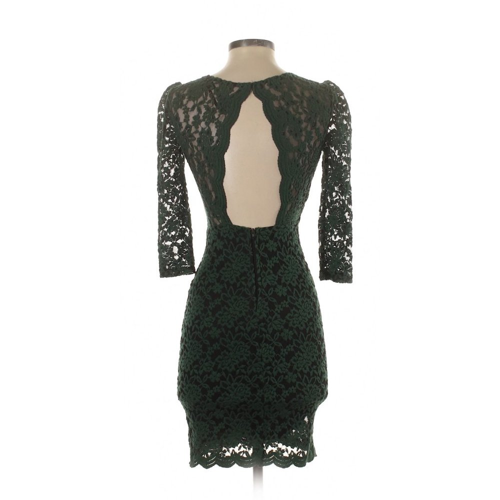 Olive Green Lace Mid-Sleeve Dress | Size 3-4 (US Small) - Picture 5 of 14